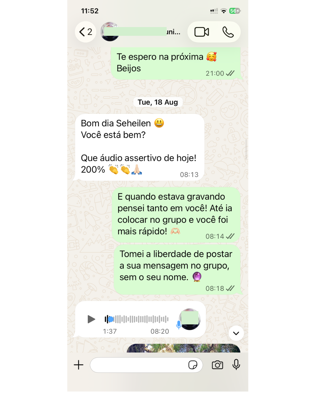 Participante considera o áudio muito assertivo
