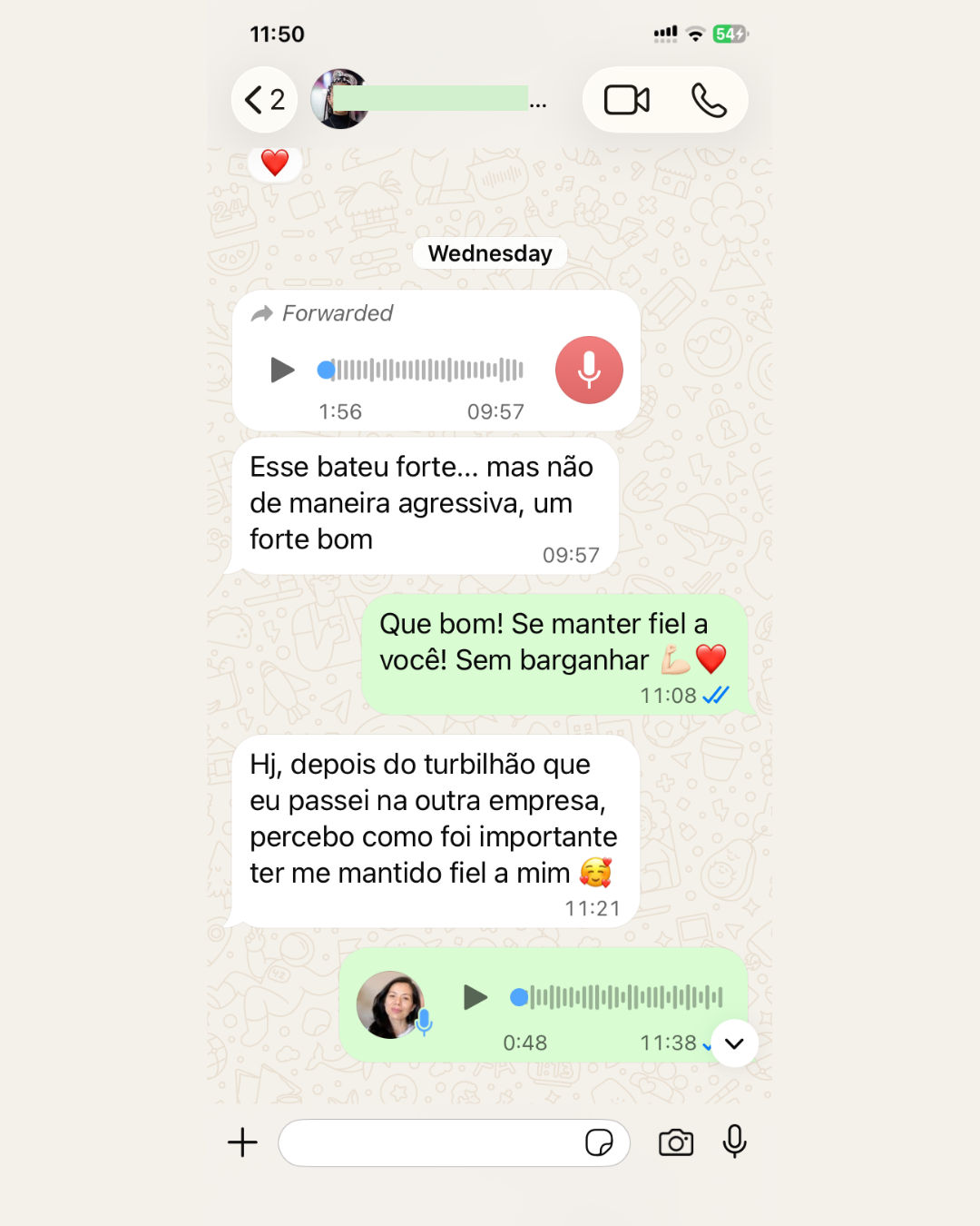 Participante diz que o áudio bateu forte de uma maneira boa