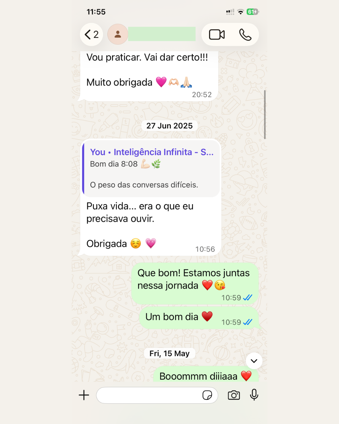 Participante diz que era o que precisava ouvir