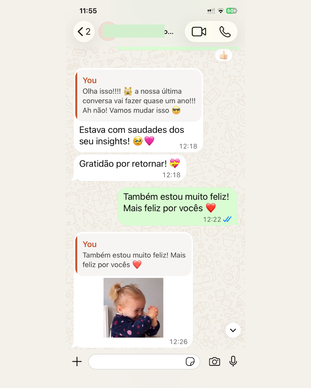 Participante diz que estava com saudade dos insights